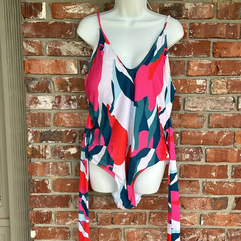 SHEIN Colorful Abstract Print One piece Swimsuit  size 1 XL - Picture 2 of 8